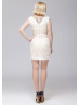 V Neck Scalloped Lace Short Prom Dress